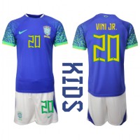 Camisa de time de futebol Brasil Vinicius Junior #20 Replicas 2º Equipamento Infantil Mundo 2022 Manga Curta (+ Calças curtas)